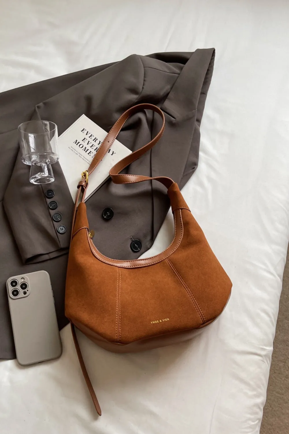 Suede Adjustable Strap Shoulder Bag sold by Charming Charlie product image thumbnail 2