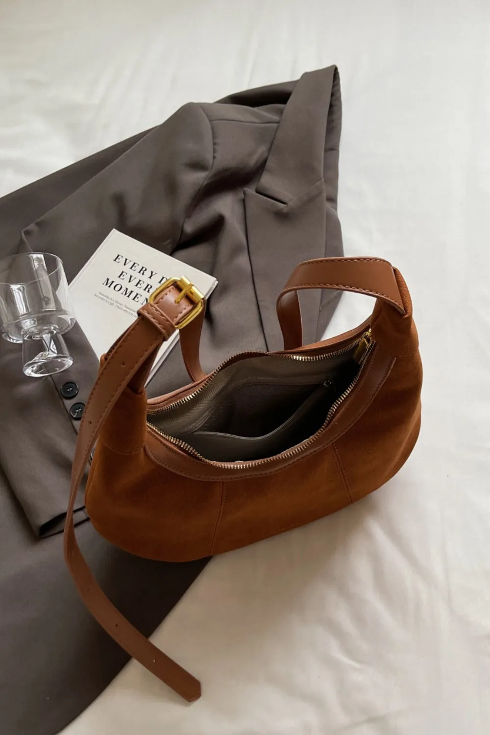 Suede Adjustable Strap Shoulder Bag sold by Charming Charlie product image thumbnail 3