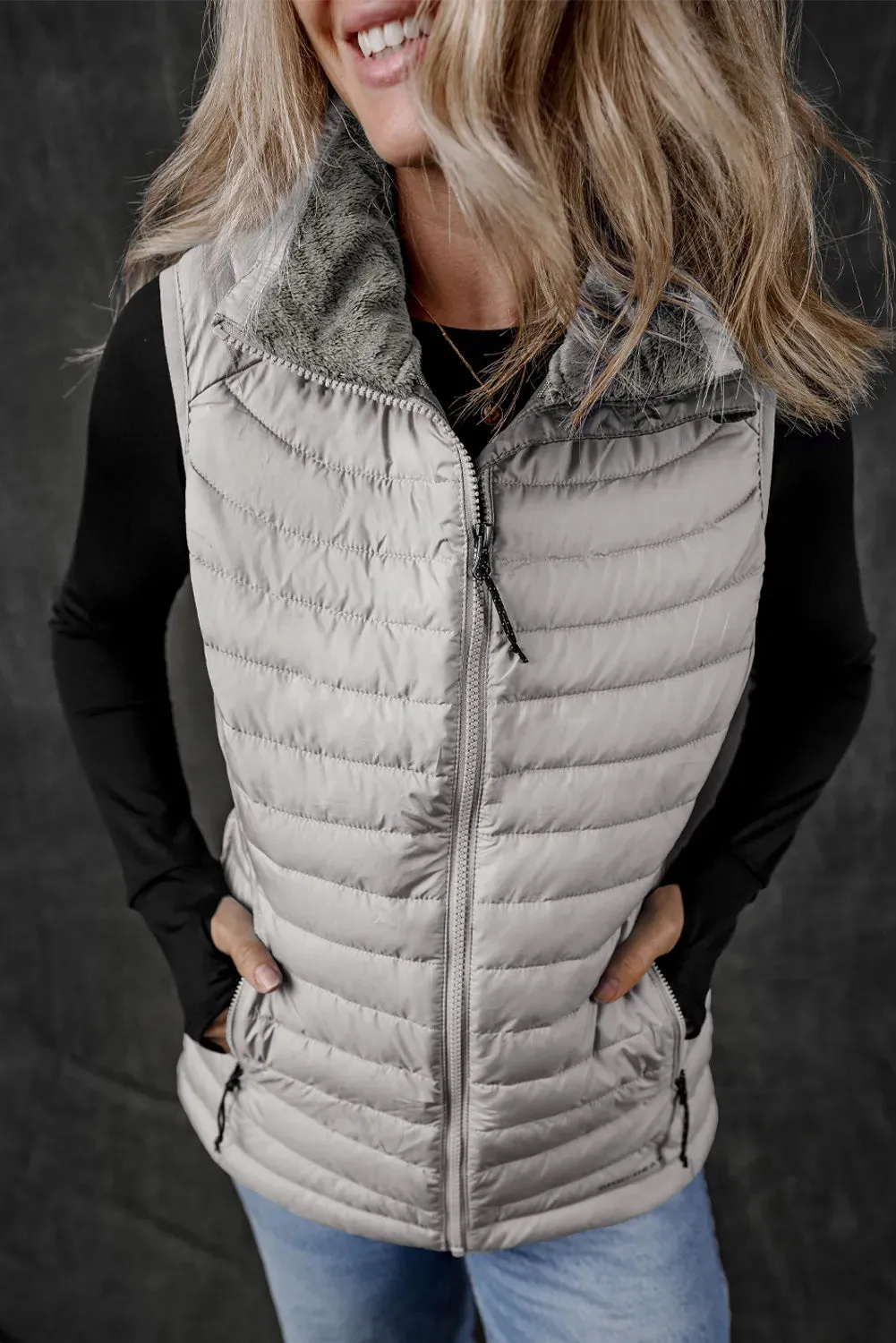 Pocketed Zip Up Vest Coat sold by Charming Charlie product image thumbnail 5