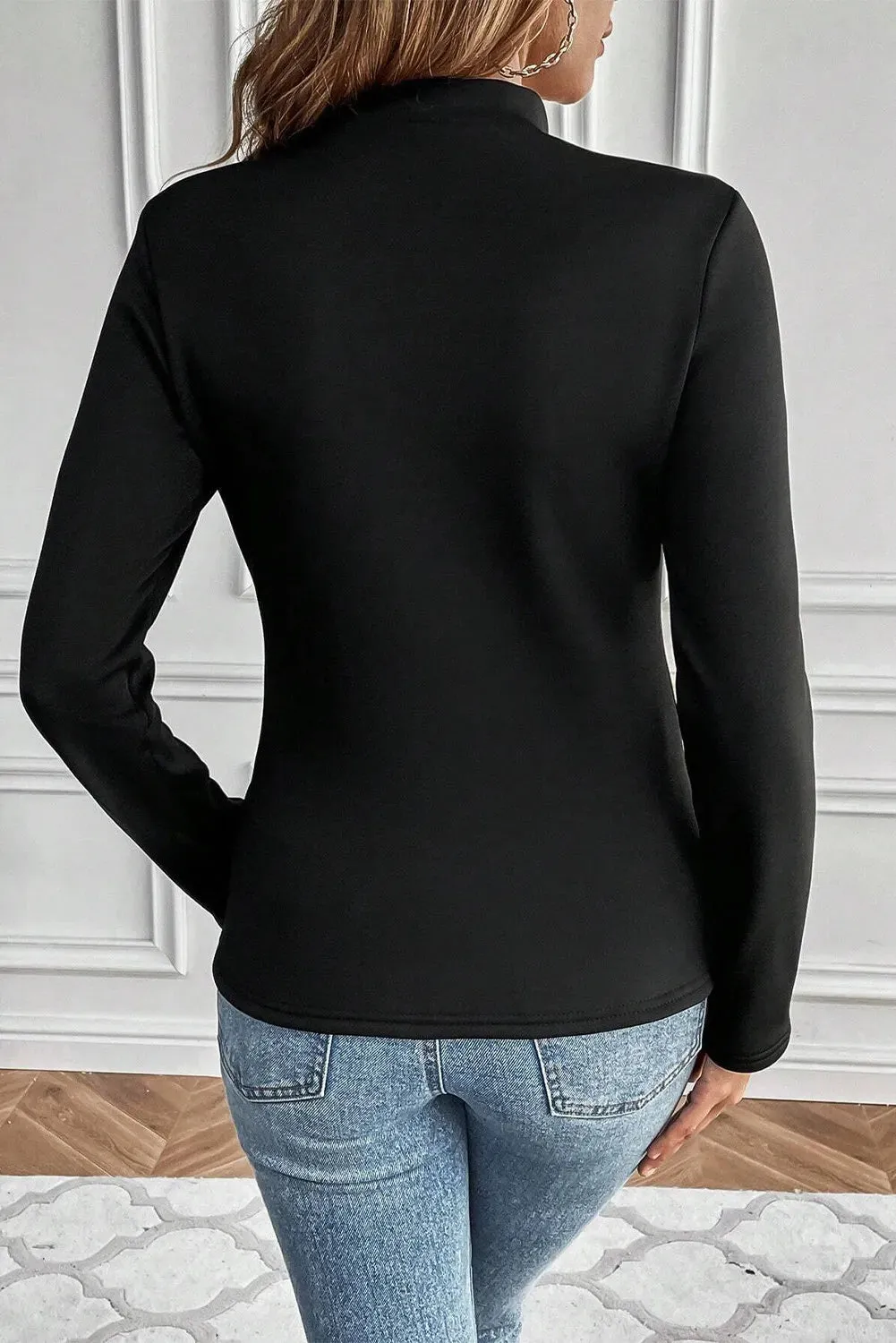 Thermal Lined Mock Neck Long Sleeve Blouse sold by Charming Charlie product image thumbnail 5
