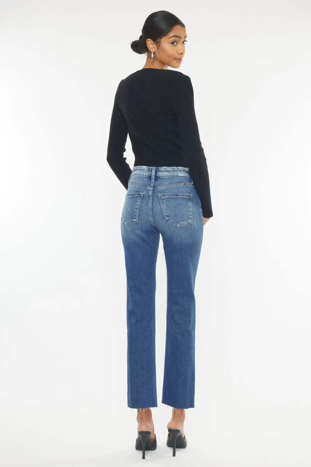 Kancan High Rise Wide Waistband Slim Straight Jeans sold by Charming Charlie product image thumbnail 2