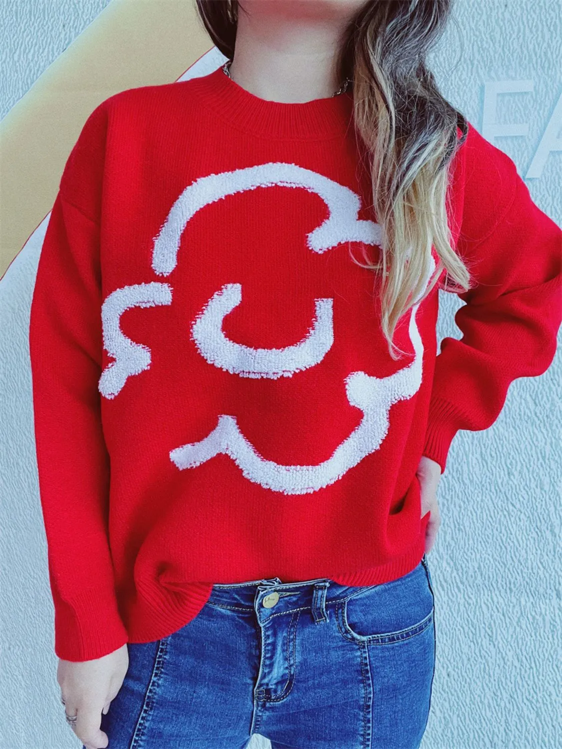 Contrast Round Neck Long Sleeve Sweater sold by Charming Charlie product image thumbnail 3