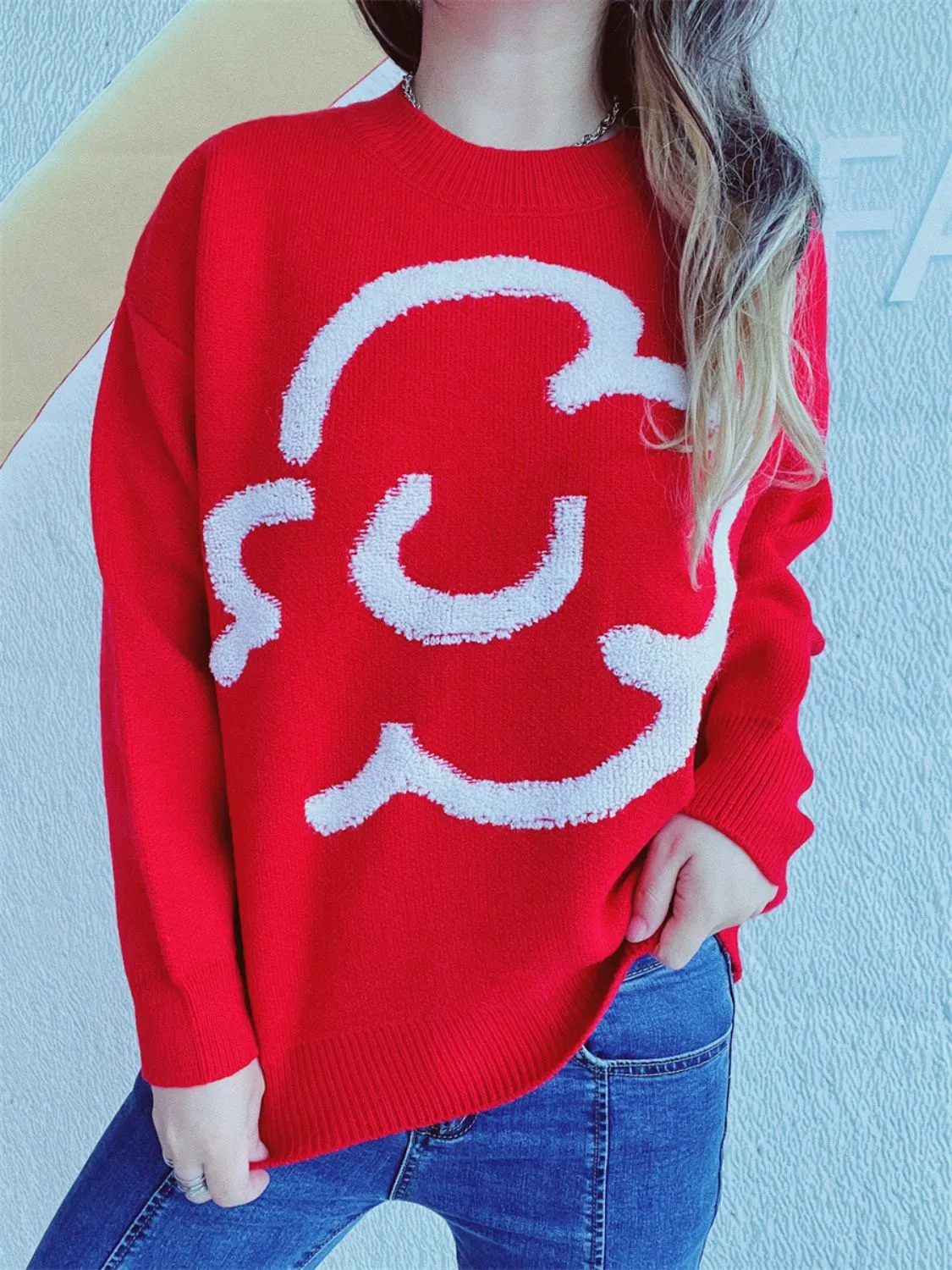 Contrast Round Neck Long Sleeve Sweater sold by Charming Charlie