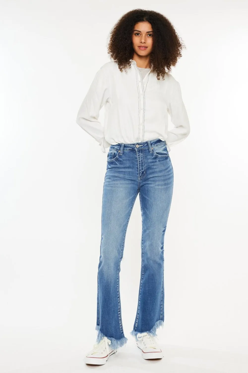 Kancan High Rise Frayed Hem Jeans sold by Charming Charlie