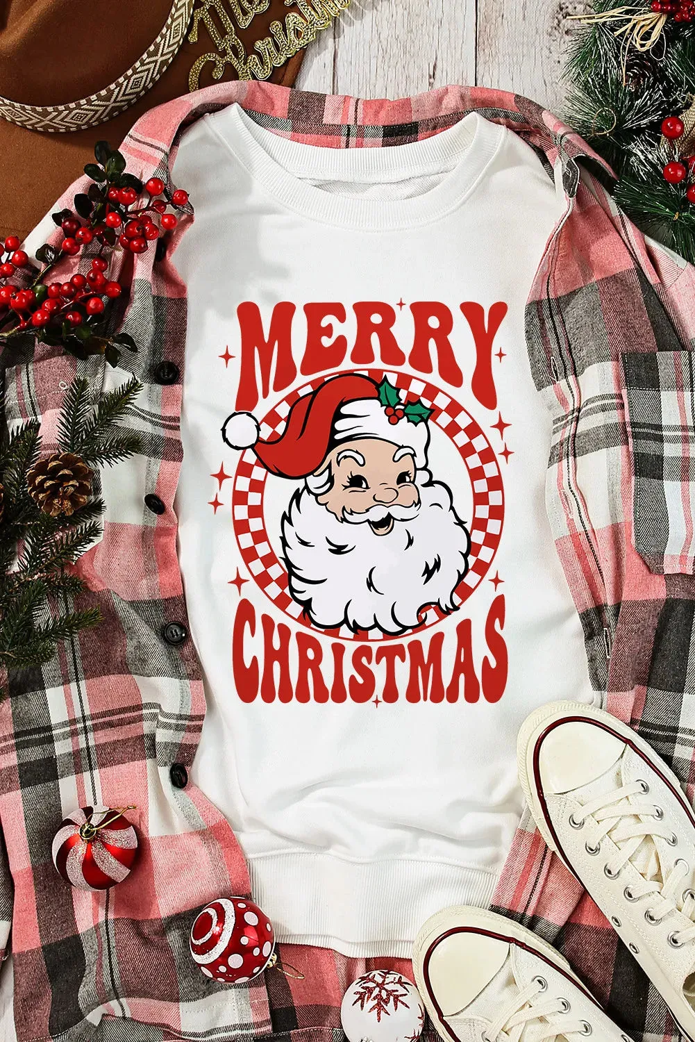 Santa Graphic Round Neck Long Sleeve Sweatshirt sold by Charming Charlie product image thumbnail 3