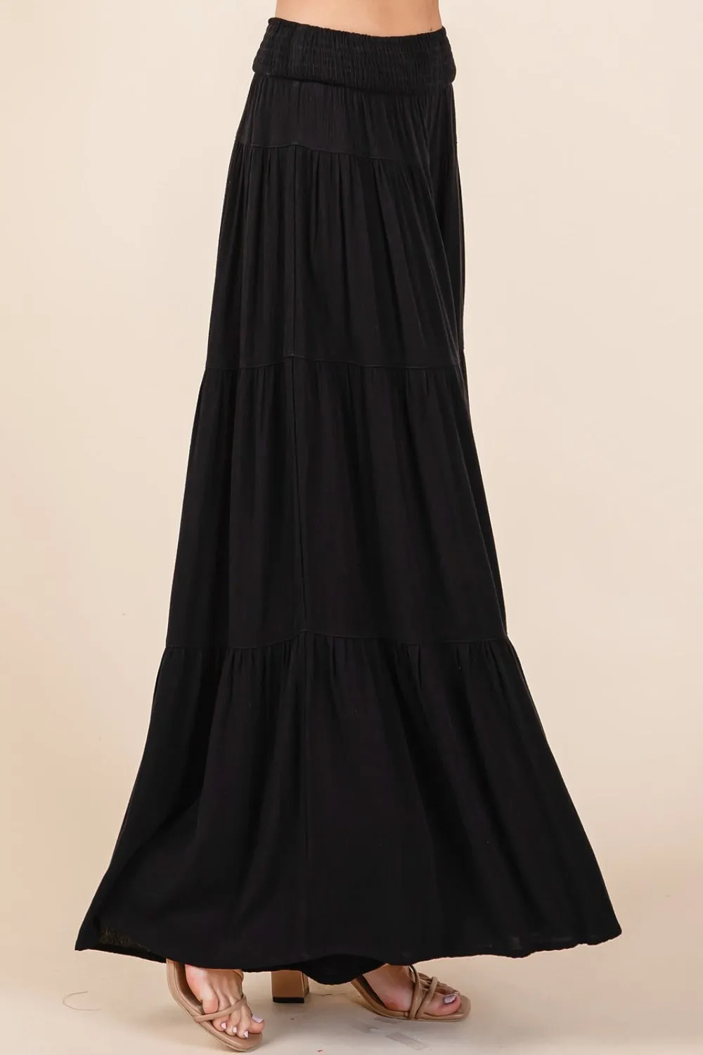 Mittoshop Tier Detail Smocked Elastic Waist Wide Leg Pants sold by Charming Charlie product image thumbnail 4