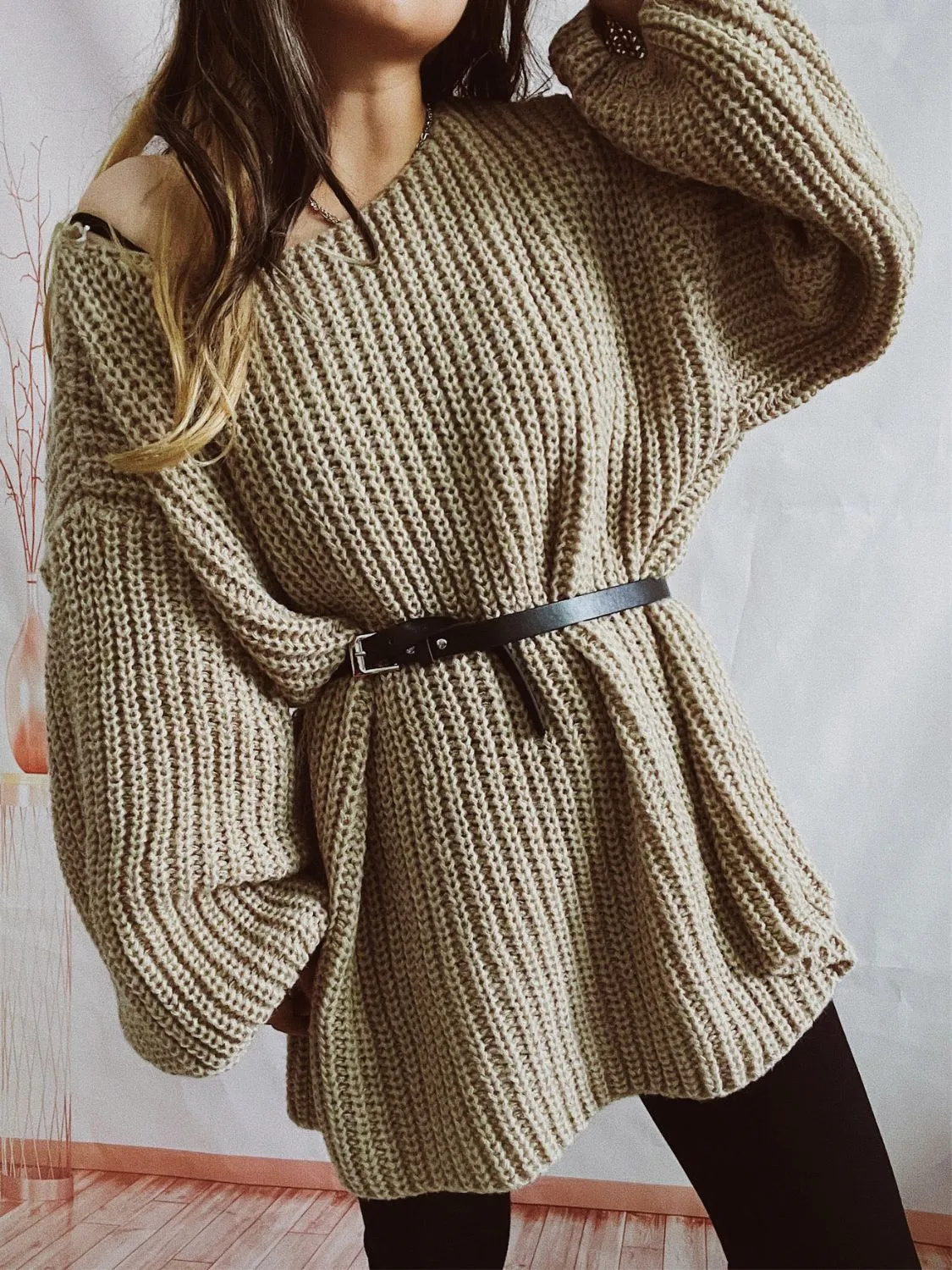 Boat Neck Long Sleeve Sweater with Belt sold by Charming Charlie product image thumbnail 4