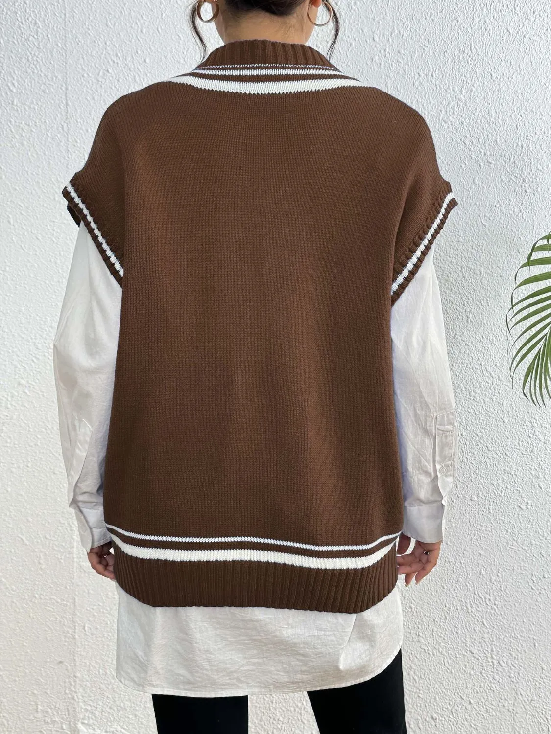 Pearl Trim Contrast V-Neck Sweater Vest sold by Charming Charlie product image thumbnail 2