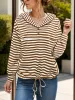 Drawstring Striped Long Sleeve Hoodie sold by Charming Charlie