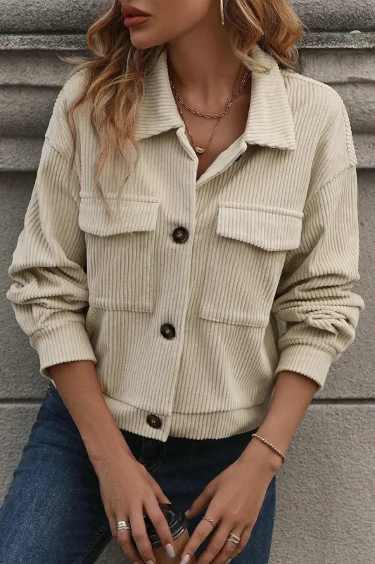 Pocketed Collared Neck Button Up Jacket sold by Charming Charlie