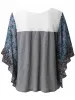 Full Size Printed Round Neck Three-Quarter Sleeve Blouse sold by Charming Charlie