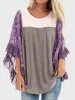 Full Size Printed Round Neck Three-Quarter Sleeve Blouse sold by Charming Charlie