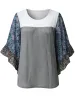 Full Size Printed Round Neck Three-Quarter Sleeve Blouse sold by Charming Charlie