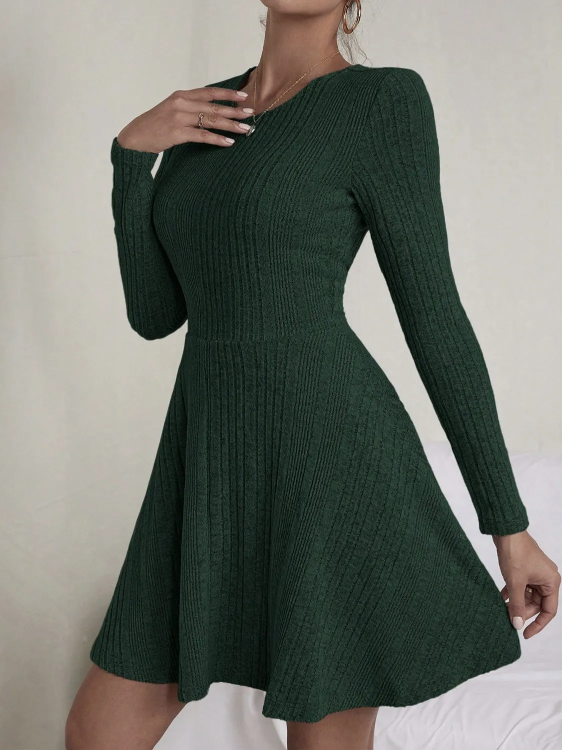 Textured Round Neck Long Sleeve Dress sold by Charming Charlie product image thumbnail 4