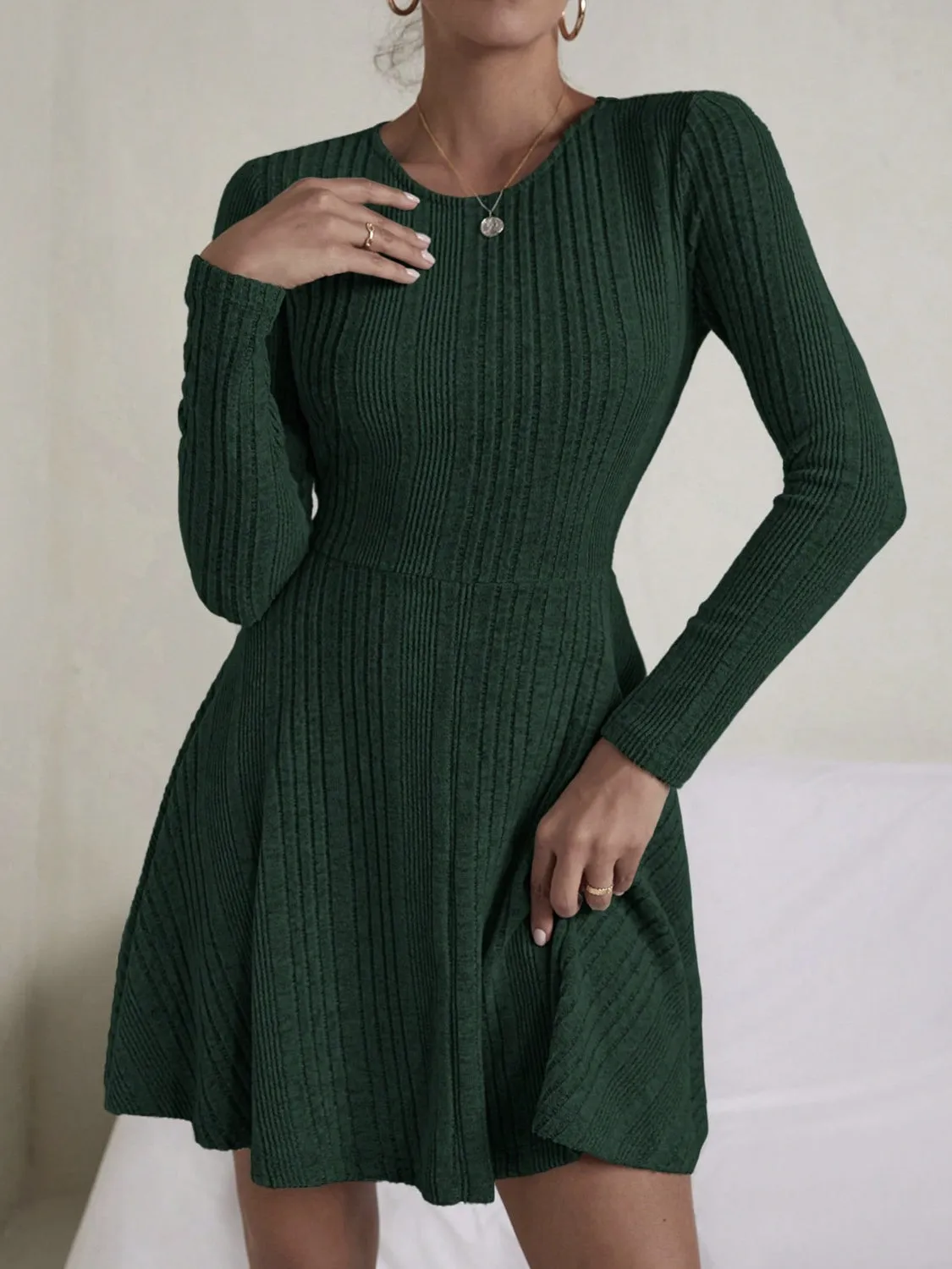 Textured Round Neck Long Sleeve Dress sold by Charming Charlie