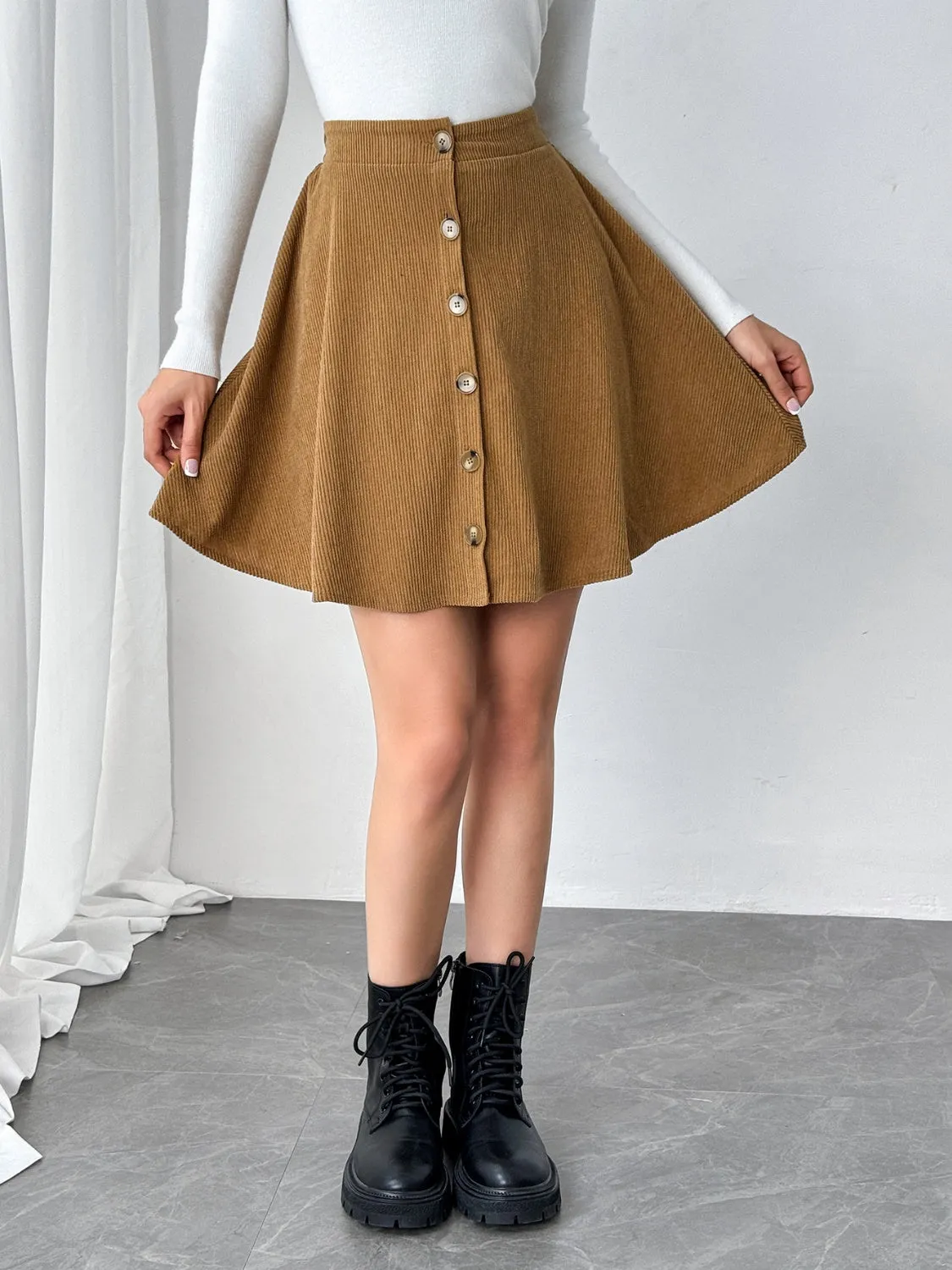 Buttoned Mini Skirt sold by Charming Charlie product image thumbnail 3
