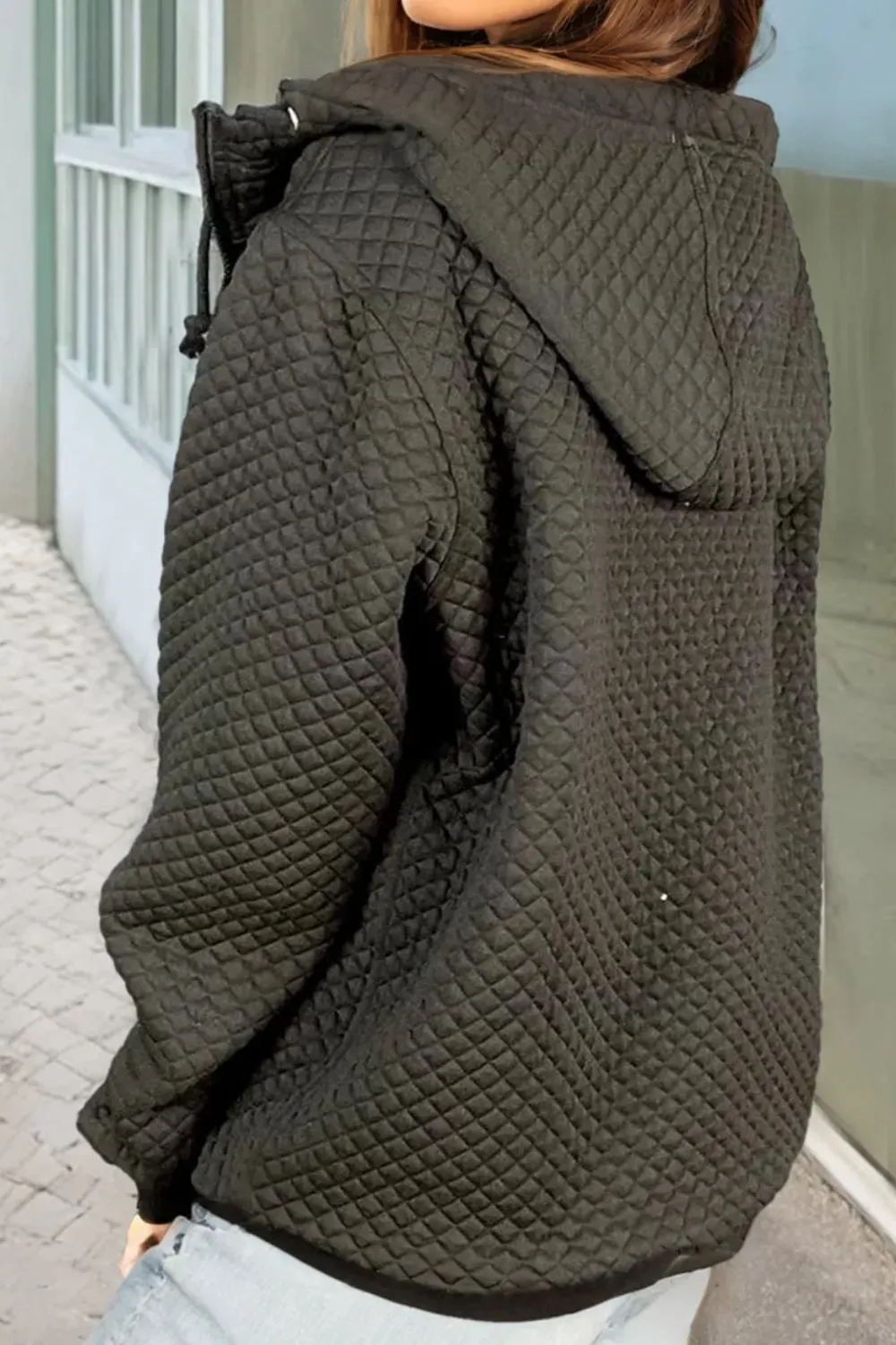 Drawstring Zip Up Long Sleeve Hooded Jacket sold by Charming Charlie product image thumbnail 3