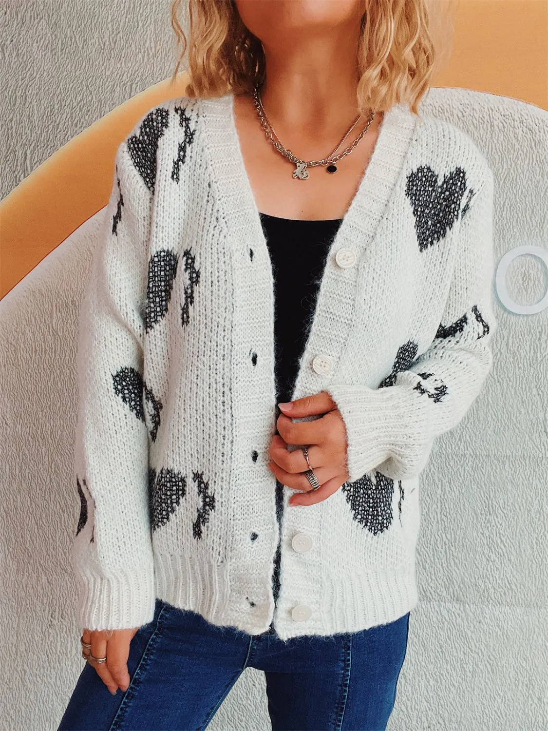Heart Button Up Long Sleeve Cardigan sold by Charming Charlie