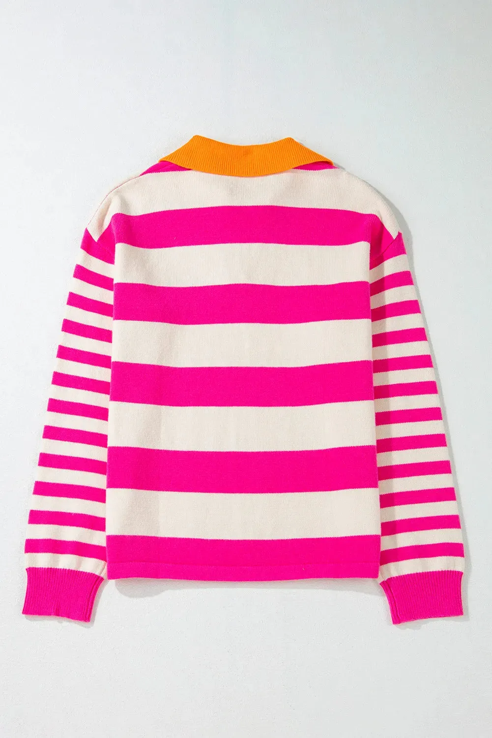 Contrast Stripes Johnny Collar Long Sleeve Sweater sold by Charming Charlie product image thumbnail 5