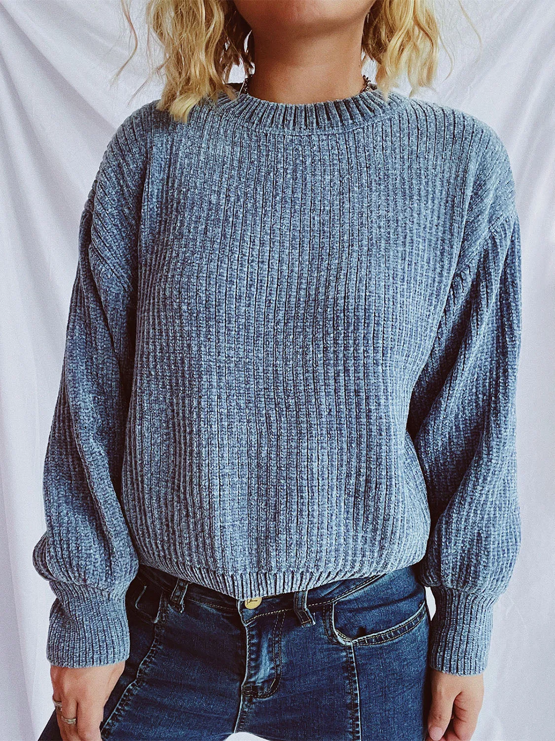 Round Neck Dropped Shoulder Long Sleeve Sweater sold by Charming Charlie product image thumbnail 3