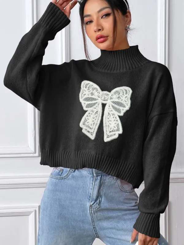 Bow Turtleneck Long Sleeve Sweater sold by Charming Charlie