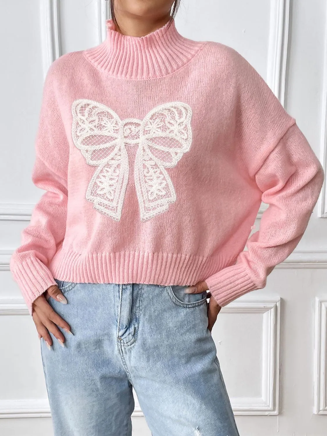 Bow Turtleneck Long Sleeve Sweater sold by Charming Charlie product image thumbnail 5