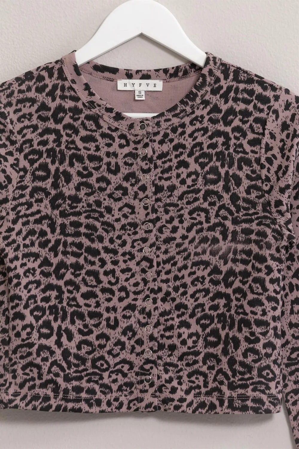 HYFVE Animal Print Snap Down Crop Cardigan sold by Charming Charlie product image thumbnail 3