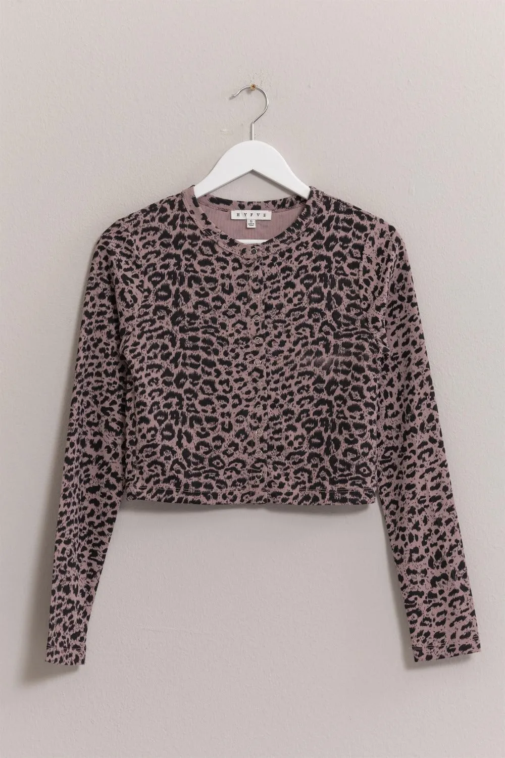 HYFVE Animal Print Snap Down Crop Cardigan sold by Charming Charlie