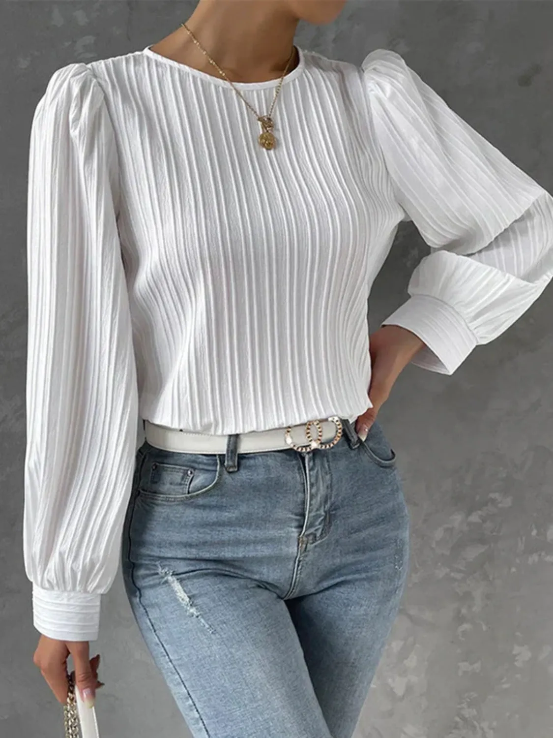 Round Neck Long Sleeve Blouse sold by Charming Charlie product image thumbnail 3