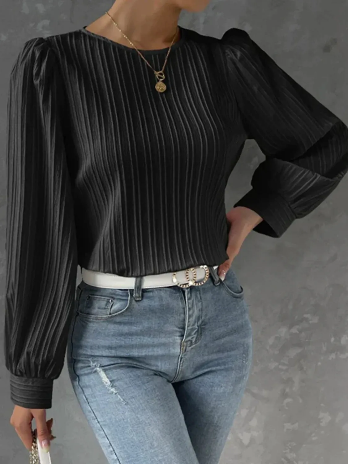 Round Neck Long Sleeve Blouse sold by Charming Charlie product image thumbnail 4