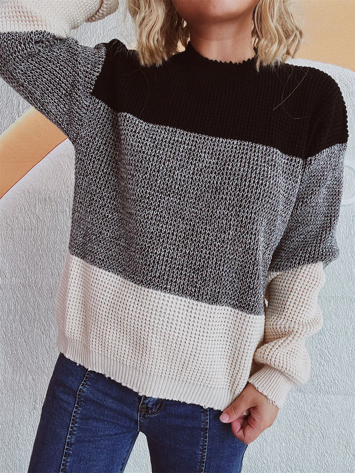 Color Block Long Sleeve Sweater sold by Charming Charlie