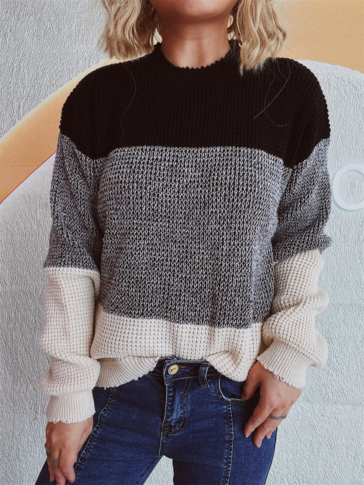 Color Block Long Sleeve Sweater sold by Charming Charlie product image thumbnail 5