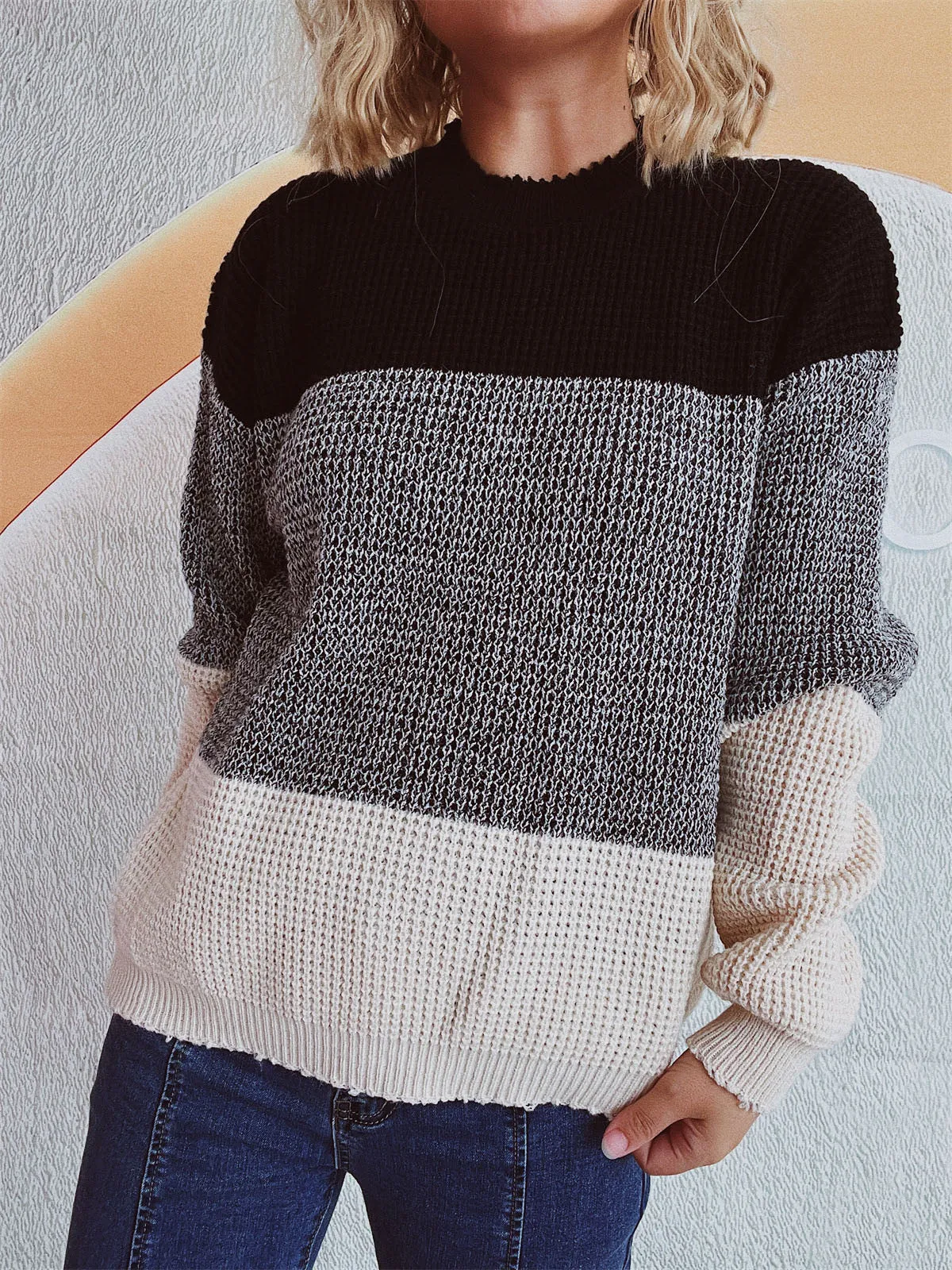 Color Block Long Sleeve Sweater sold by Charming Charlie product image thumbnail 3