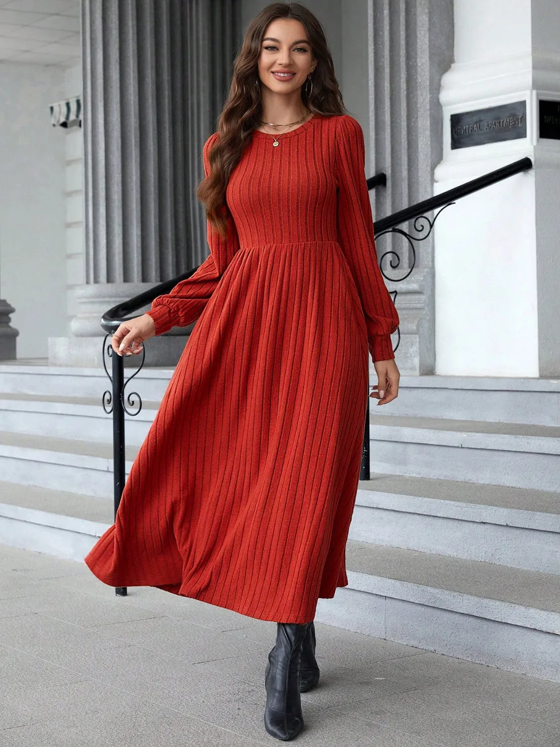 Ribbed Round Neck Long Sleeve Dress sold by Charming Charlie product image thumbnail 4