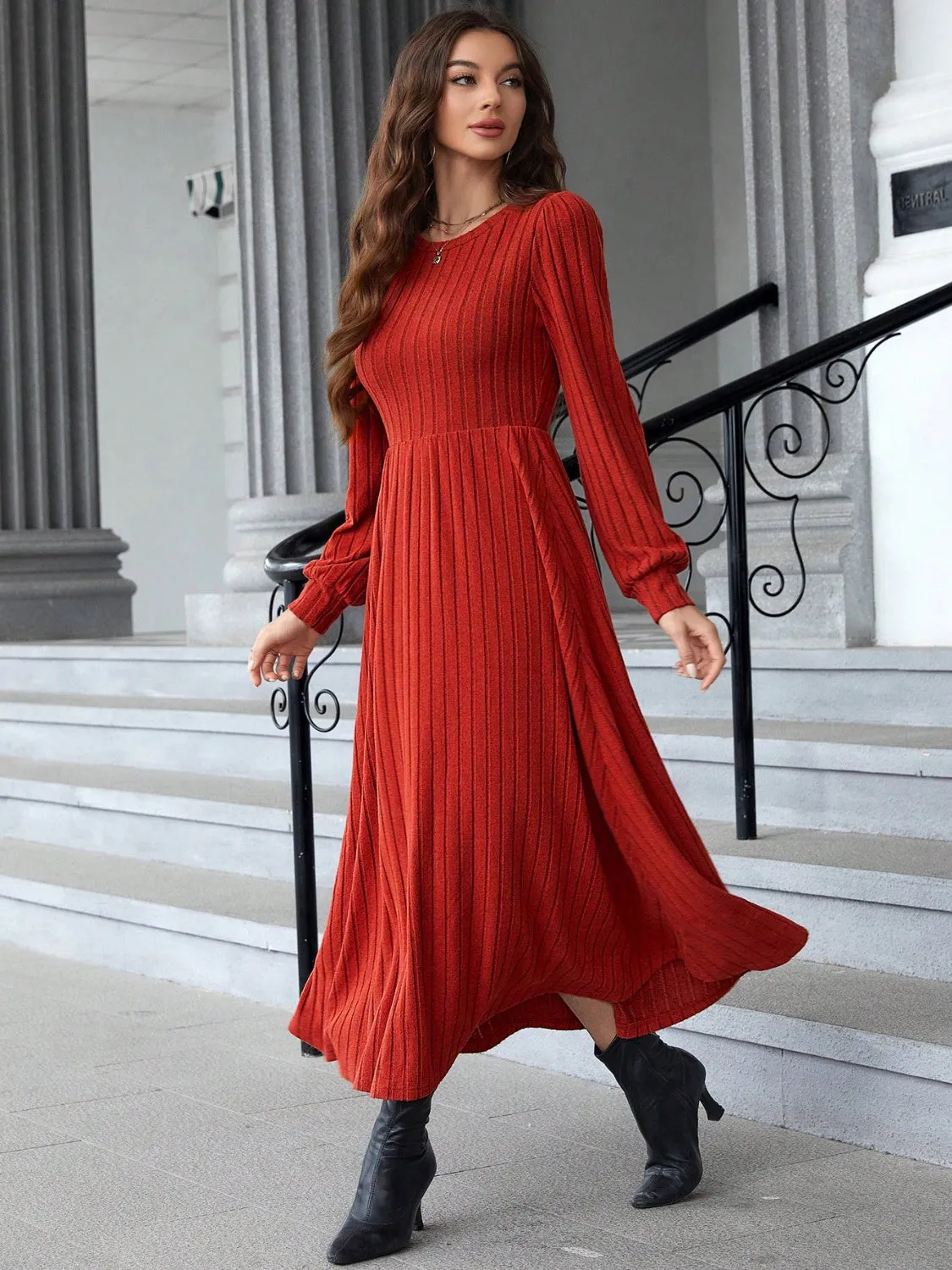 Ribbed Round Neck Long Sleeve Dress sold by Charming Charlie product image thumbnail 5