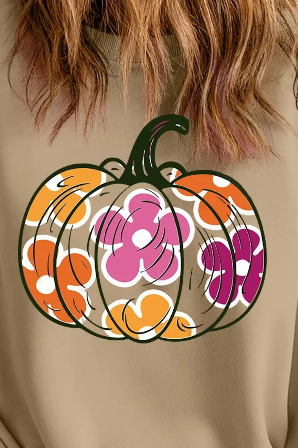 Plus Size Pumpkin Graphic Dropped Shoulder Sweatshirt sold by Charming Charlie product image thumbnail 3