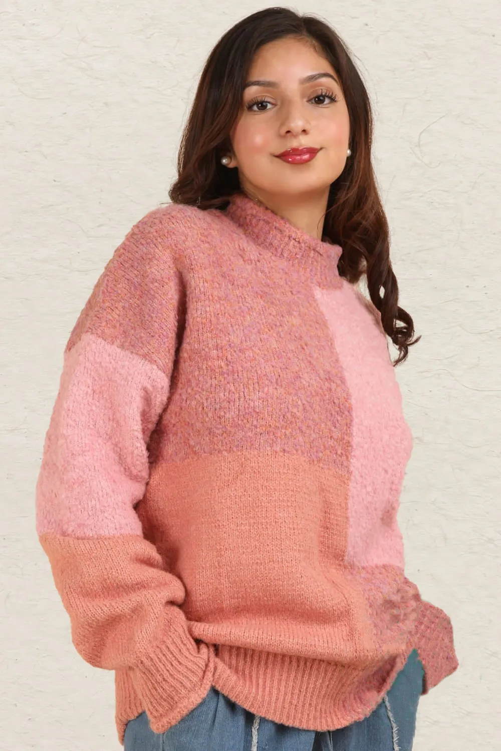 VERY J Color Block Mock Neck Drop Shoulder Sweater sold by Charming Charlie product image thumbnail 3