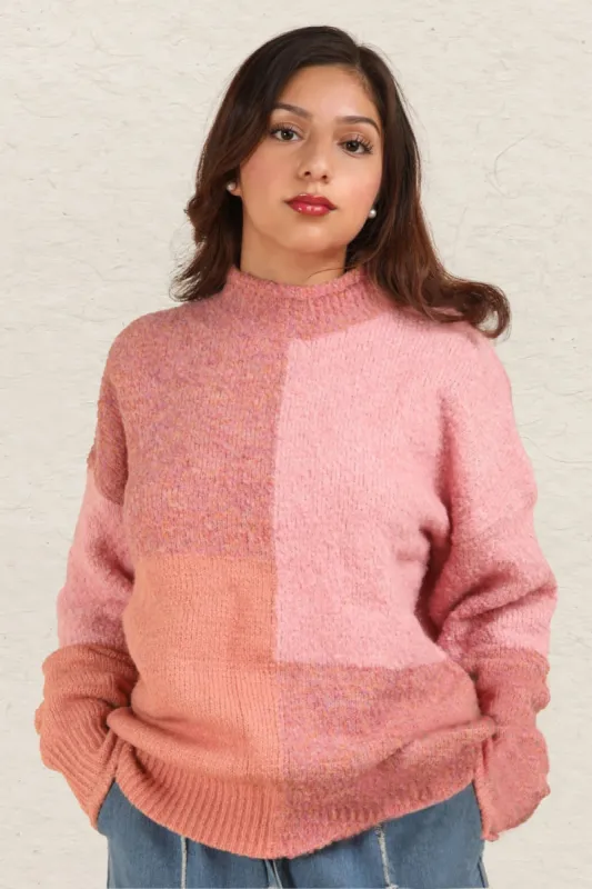 VERY J Color Block Mock Neck Drop Shoulder Sweater sold by Charming Charlie