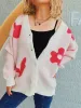 Flower Button Down V-Neck Long Sleeve Cardigan sold by Charming Charlie