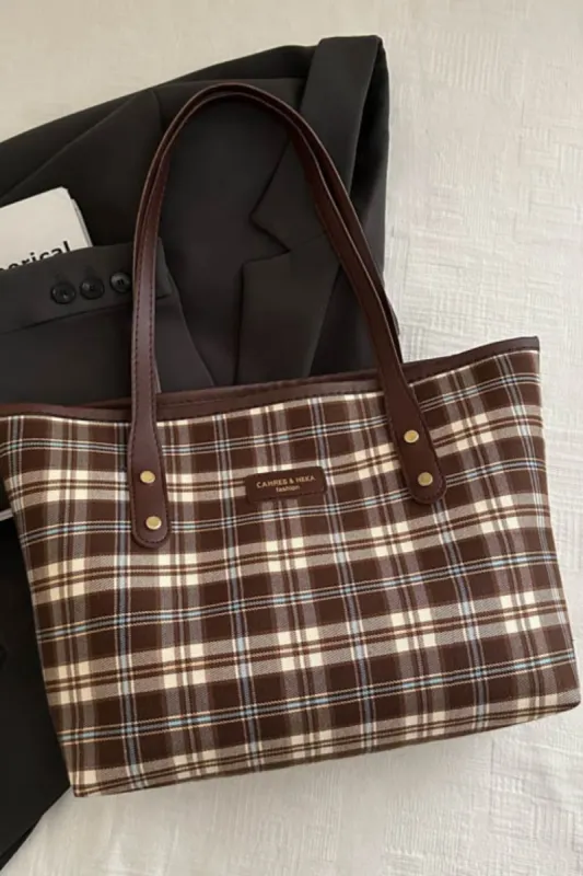 Plaid PU Leather Tote Bag sold by Charming Charlie