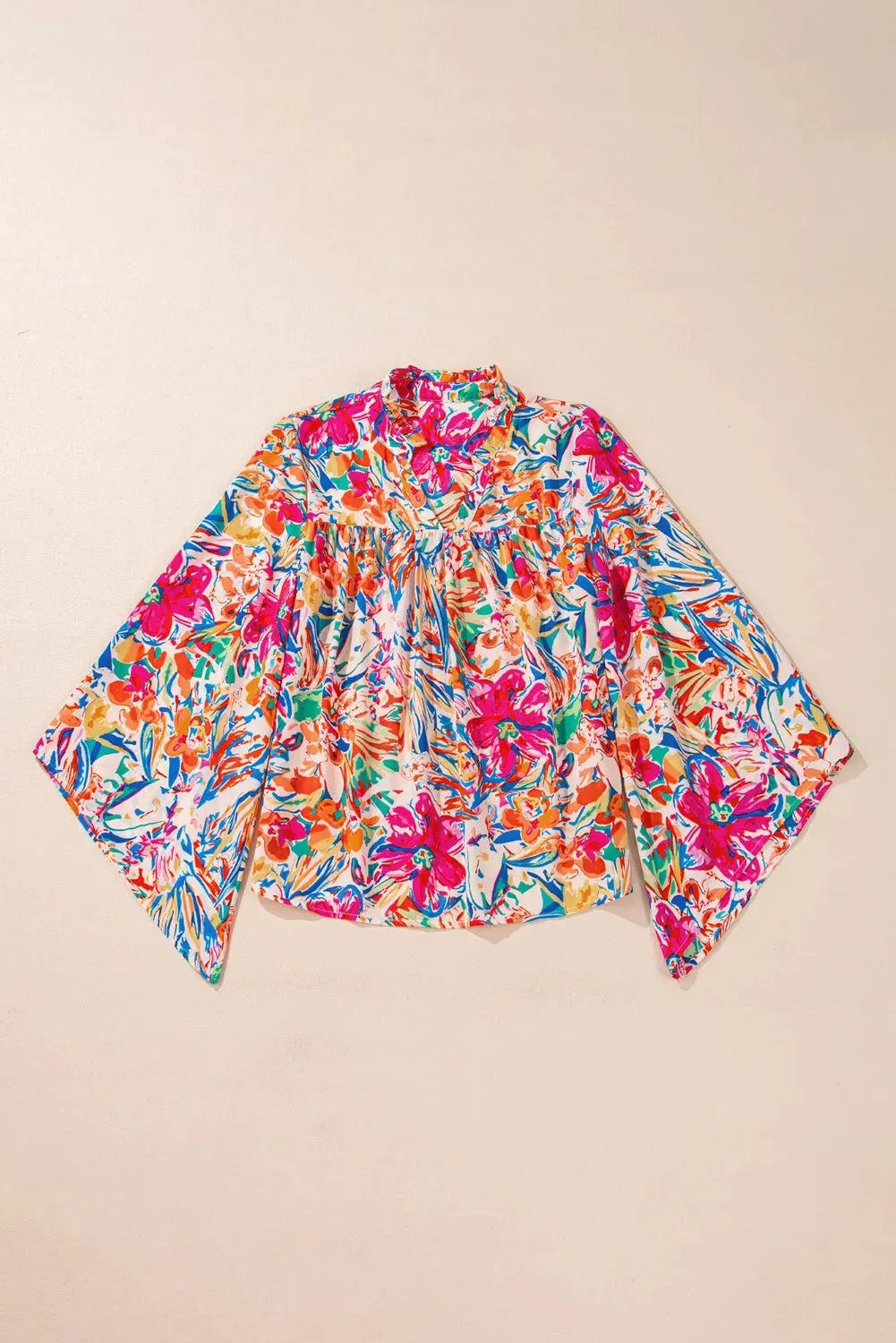 Printed Notched Long Sleeve Blouse sold by Charming Charlie product image thumbnail 3