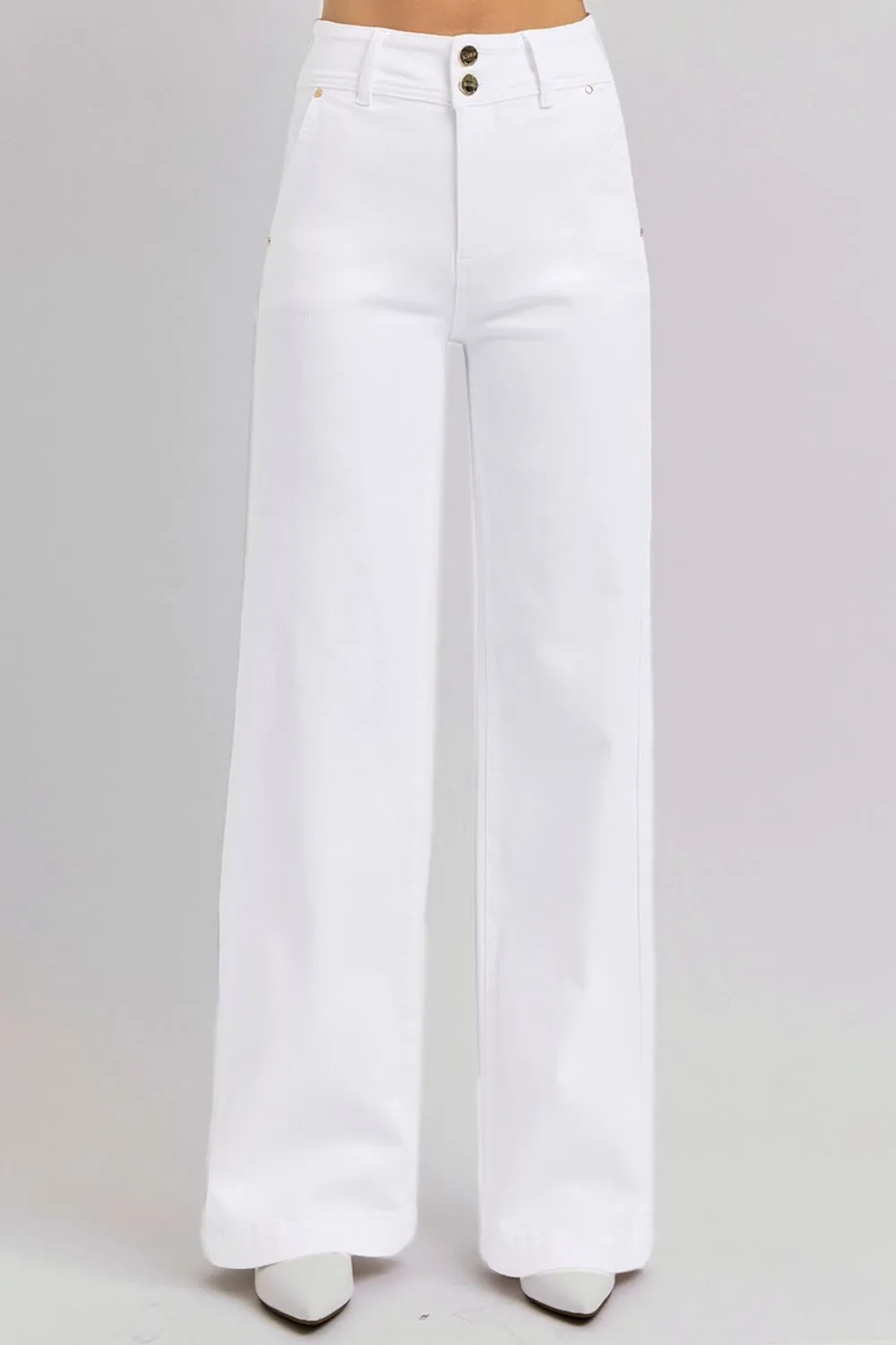 RISEN Full Size Tummy Control Double Button Wide Leg Jeans sold by Charming Charlie product image thumbnail 5
