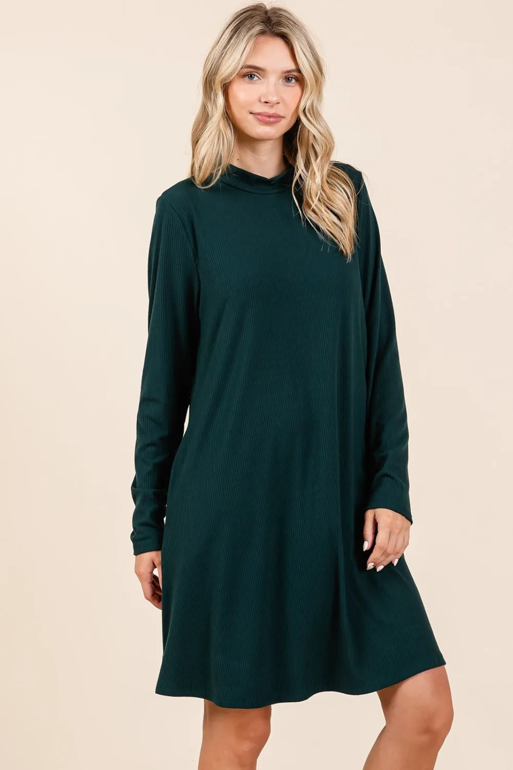 Mittoshop Mock Neck Long Sleeve Dress with Pockets sold by Charming Charlie product image thumbnail 3