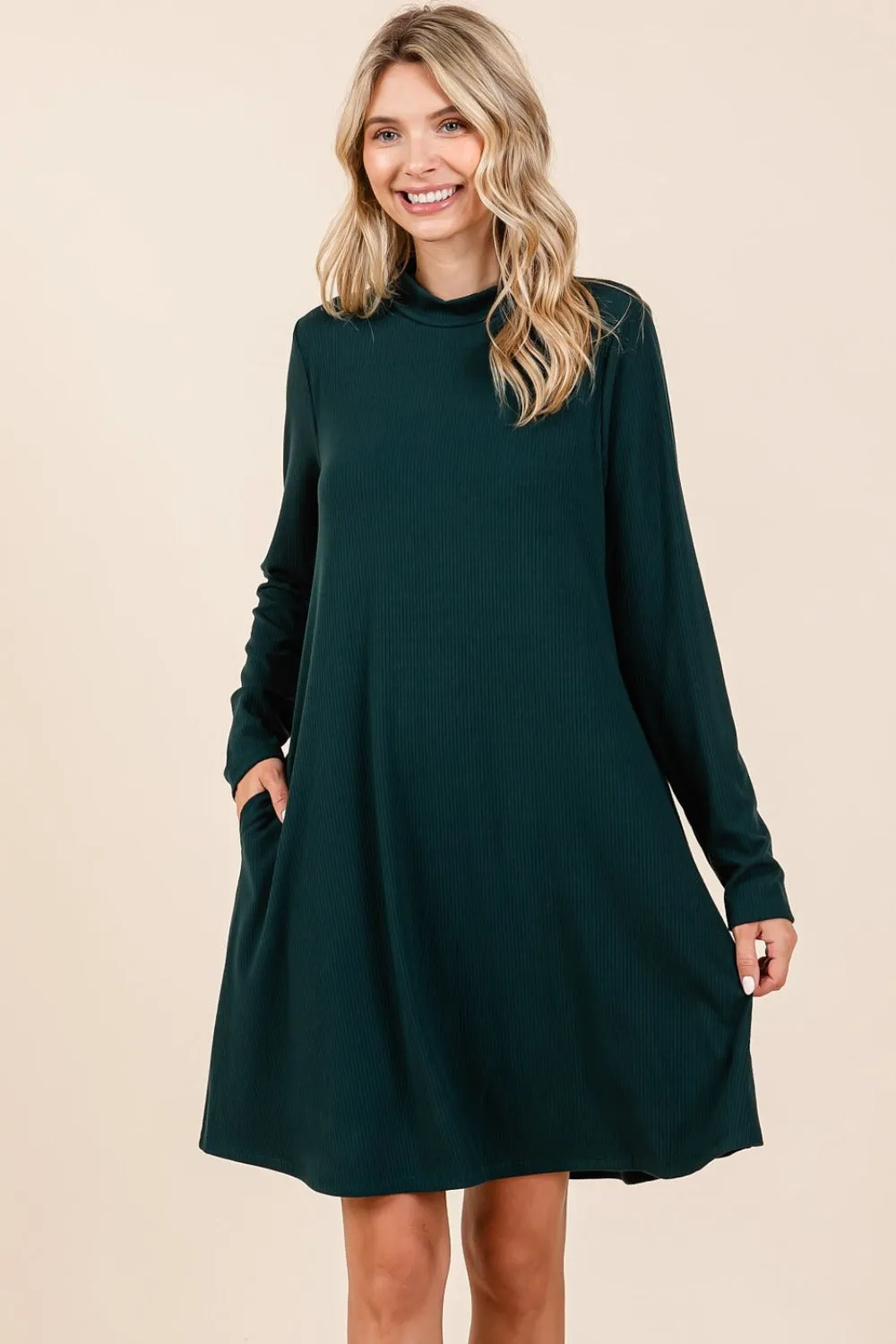 Mittoshop Mock Neck Long Sleeve Dress with Pockets sold by Charming Charlie product image thumbnail 4