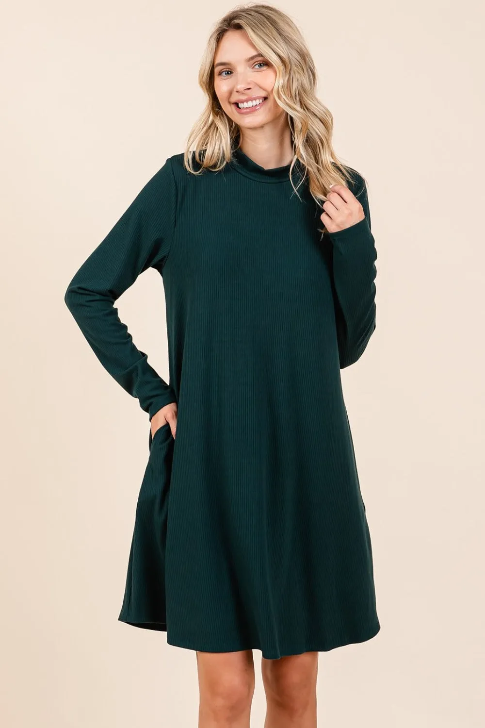 Mittoshop Mock Neck Long Sleeve Dress with Pockets sold by Charming Charlie