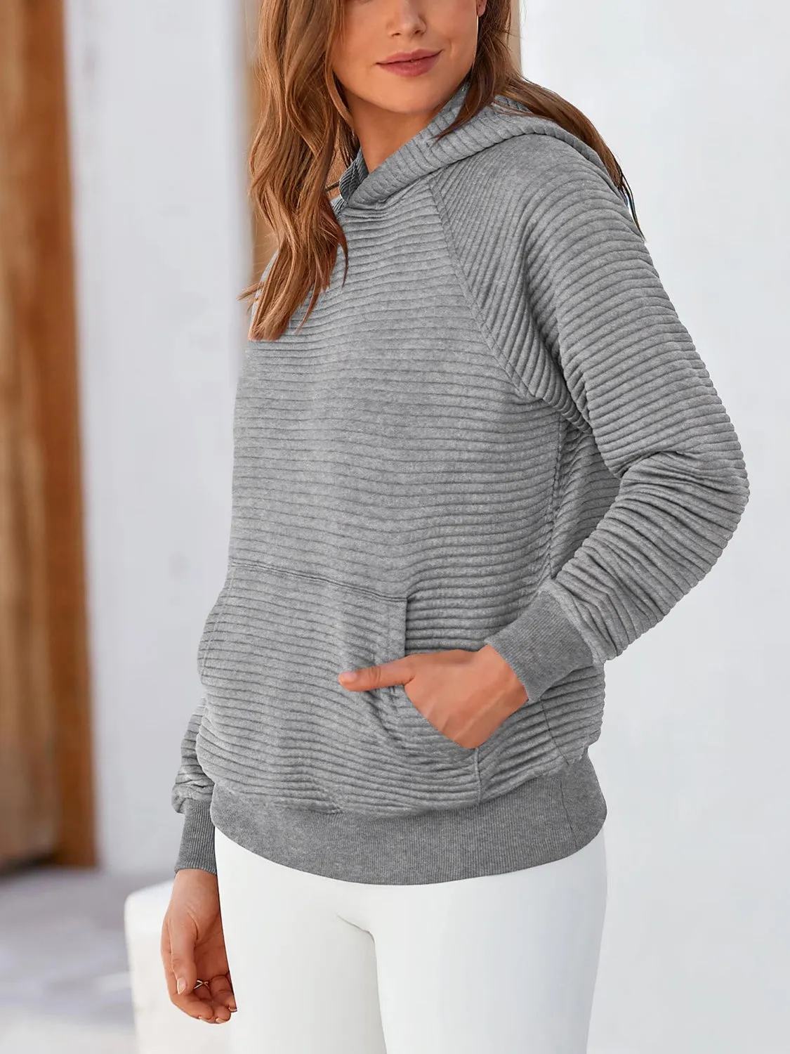 Kangaroo Pocket Long Sleeve Hoodie sold by Charming Charlie product image thumbnail 3