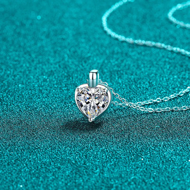 2 Carat Moissanite 925 Sterling Silver Heart Shape Necklace sold by Charming Charlie product image thumbnail 3