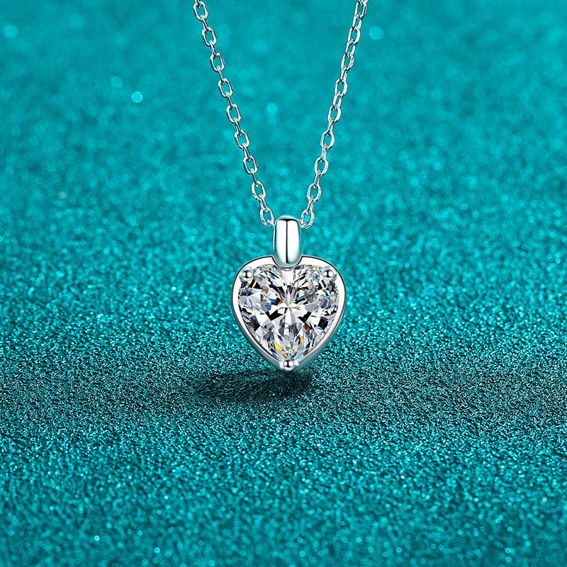 2 Carat Moissanite 925 Sterling Silver Heart Shape Necklace sold by Charming Charlie