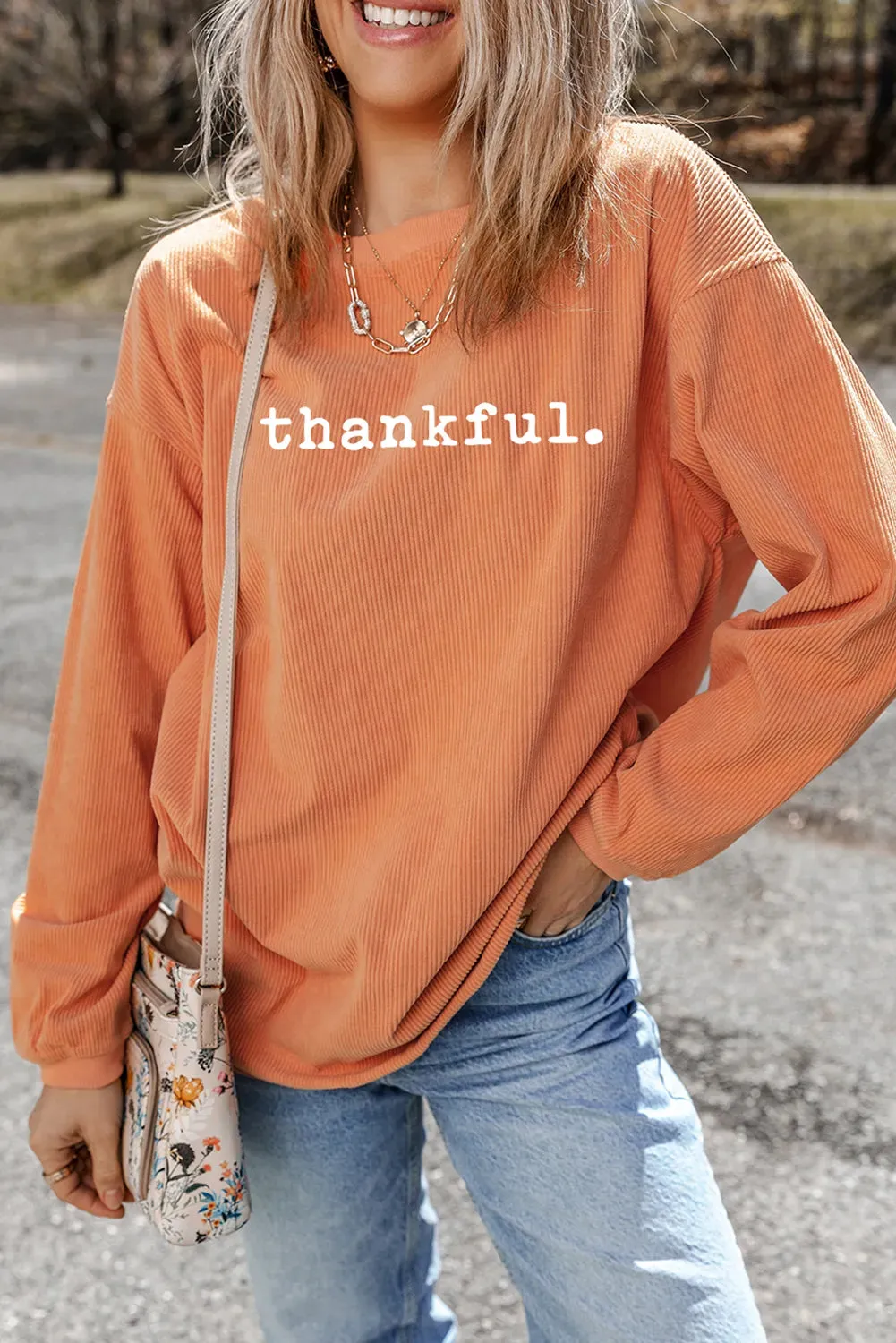 THANKFUL Round Neck Long Sleeve Sweatshirt sold by Charming Charlie product image thumbnail 2