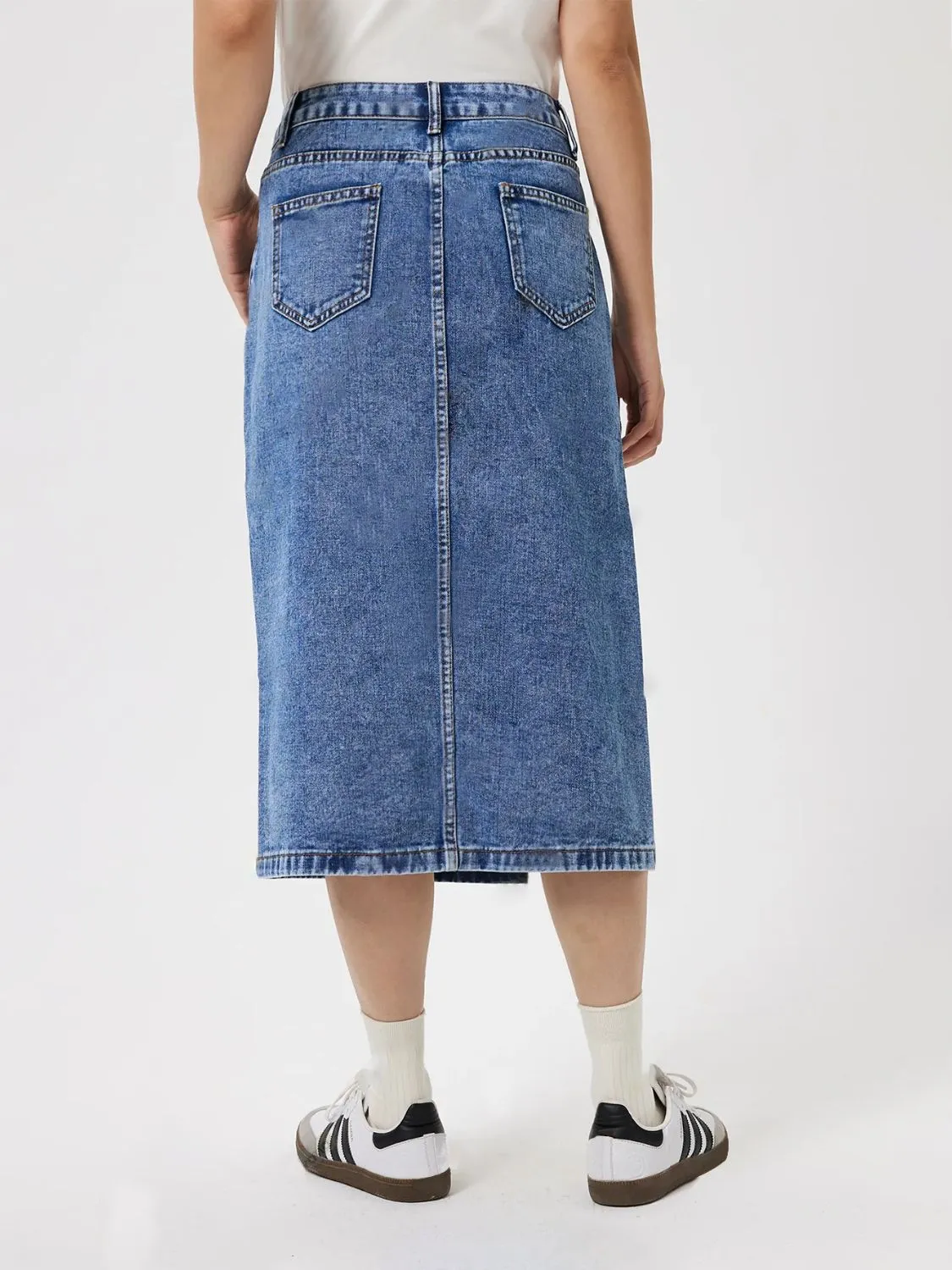 Slit Midi Denim Skirt with Pockets sold by Charming Charlie product image thumbnail 3